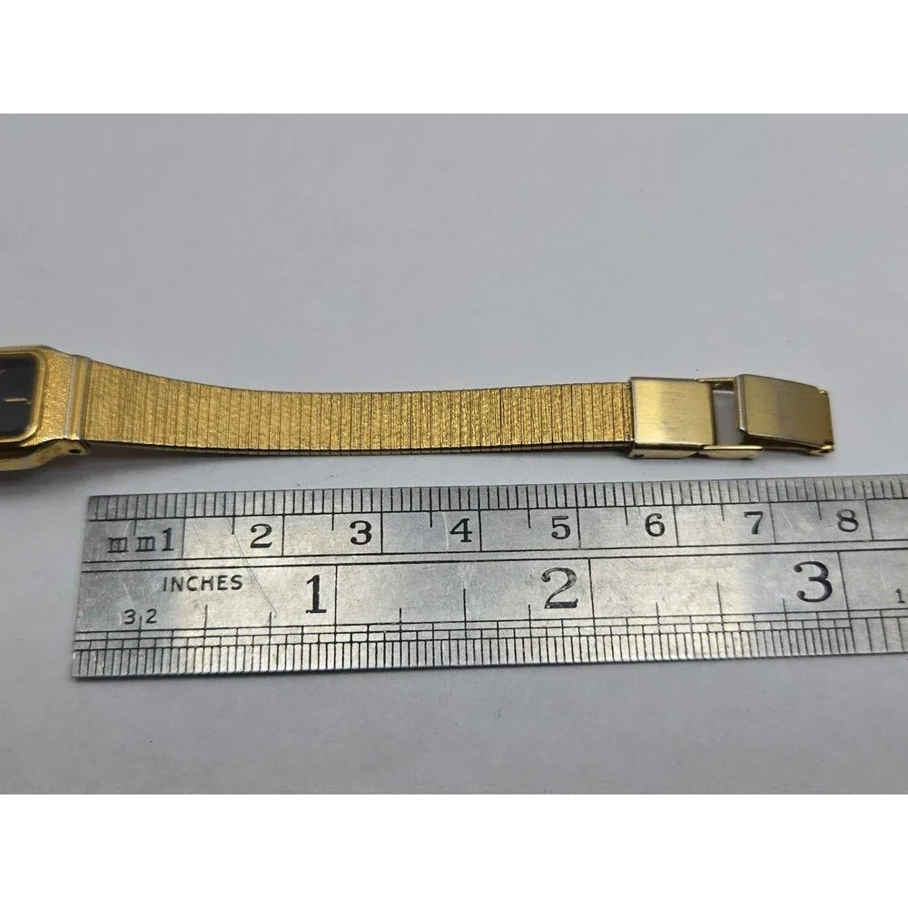Vintage Womens Citizen Gold Plated Tank Quartz Dainty Dress Watch New Battery